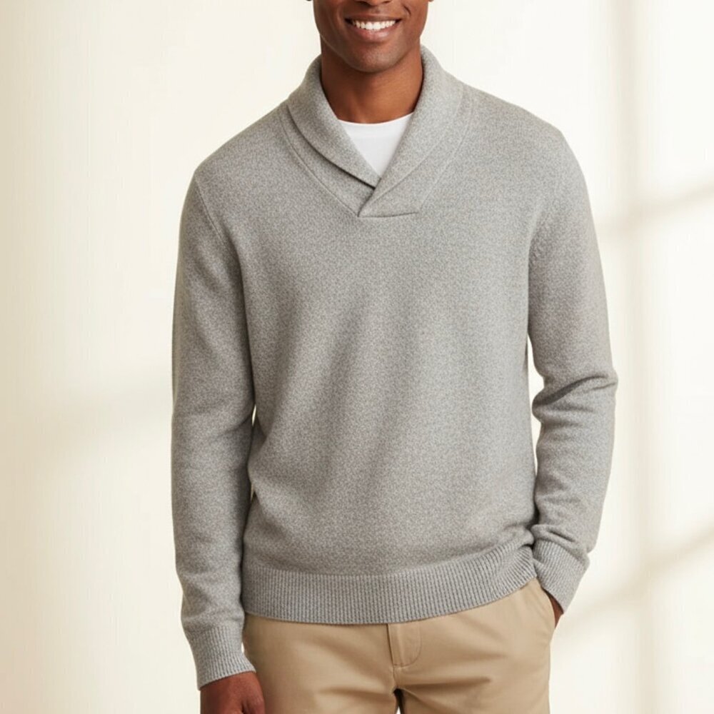 Express Men’s Shawl Collar Sweater | Classic Gray | Size L | NWT